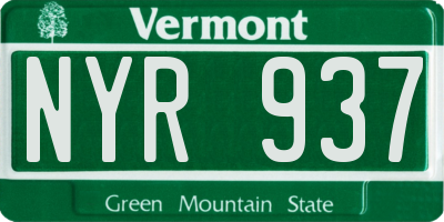 VT license plate NYR937