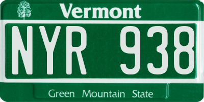 VT license plate NYR938