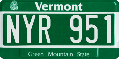 VT license plate NYR951