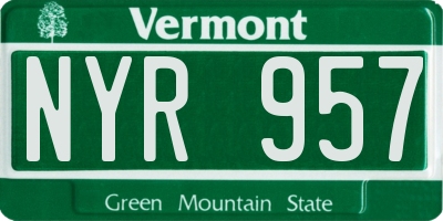 VT license plate NYR957