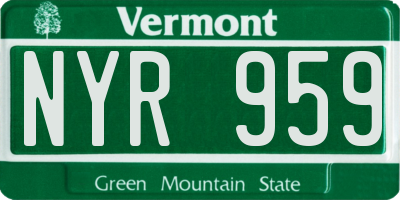 VT license plate NYR959