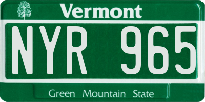 VT license plate NYR965