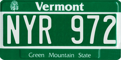 VT license plate NYR972