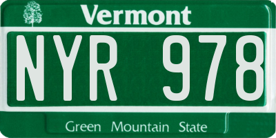 VT license plate NYR978