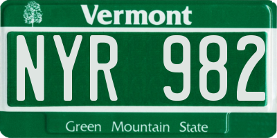 VT license plate NYR982