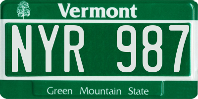 VT license plate NYR987