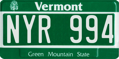 VT license plate NYR994