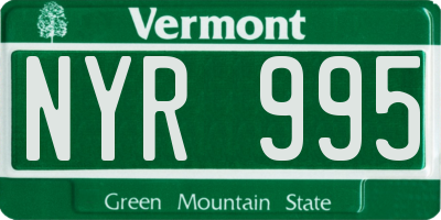 VT license plate NYR995