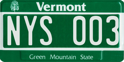 VT license plate NYS003