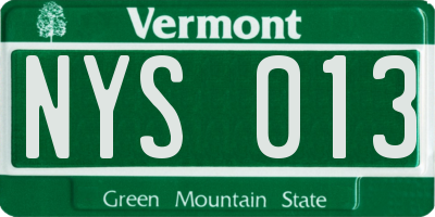VT license plate NYS013
