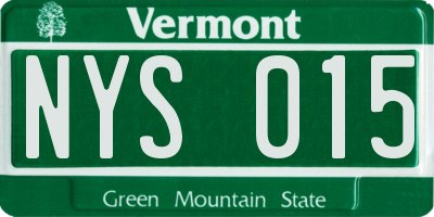 VT license plate NYS015