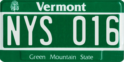 VT license plate NYS016