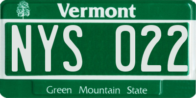 VT license plate NYS022