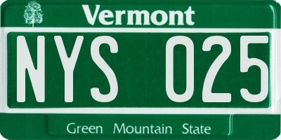 VT license plate NYS025