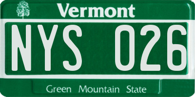 VT license plate NYS026