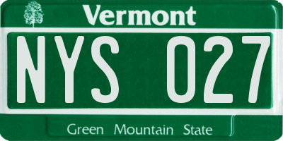 VT license plate NYS027