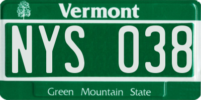 VT license plate NYS038
