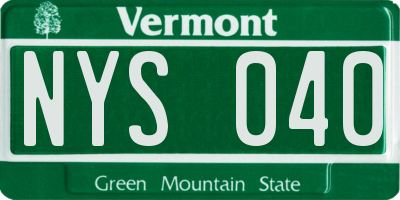 VT license plate NYS040
