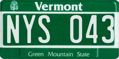 VT license plate NYS043