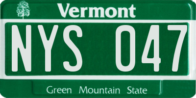 VT license plate NYS047