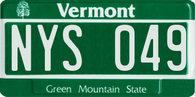 VT license plate NYS049
