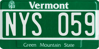 VT license plate NYS059
