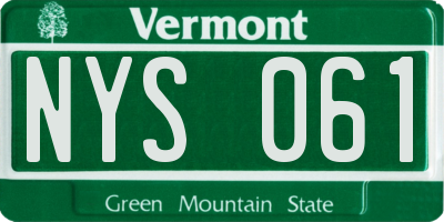 VT license plate NYS061