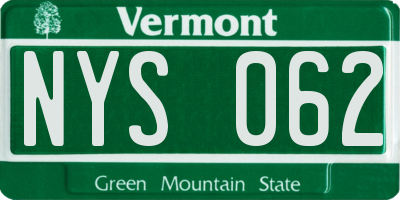 VT license plate NYS062