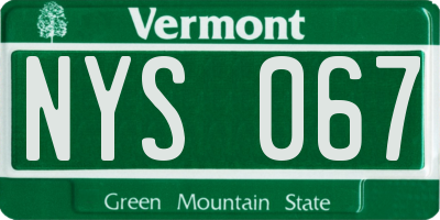 VT license plate NYS067
