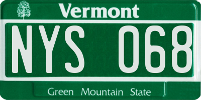 VT license plate NYS068