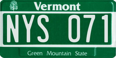 VT license plate NYS071