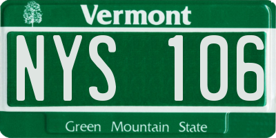 VT license plate NYS106