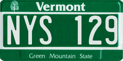 VT license plate NYS129