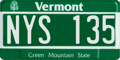 VT license plate NYS135