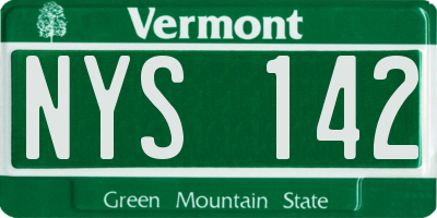 VT license plate NYS142