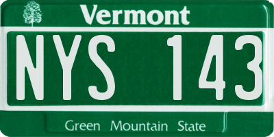VT license plate NYS143
