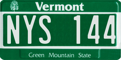 VT license plate NYS144
