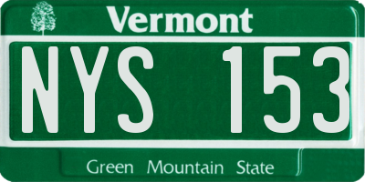 VT license plate NYS153