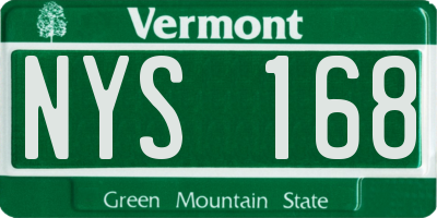 VT license plate NYS168