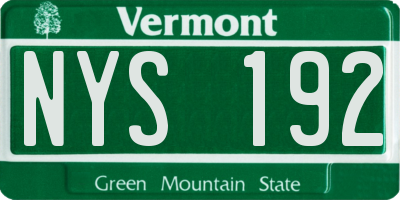VT license plate NYS192