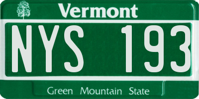 VT license plate NYS193