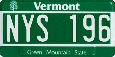 VT license plate NYS196