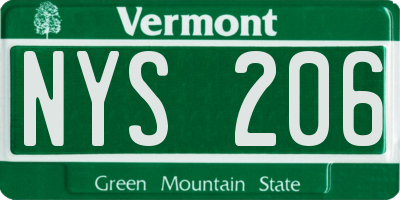 VT license plate NYS206