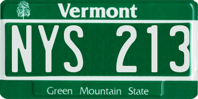 VT license plate NYS213