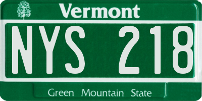 VT license plate NYS218