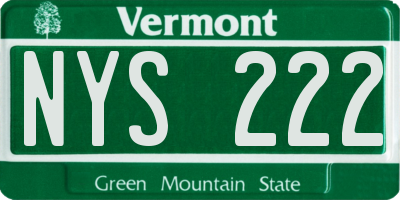 VT license plate NYS222