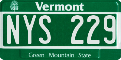 VT license plate NYS229