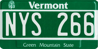 VT license plate NYS266