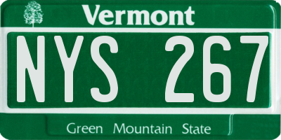 VT license plate NYS267
