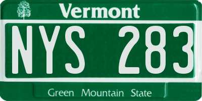 VT license plate NYS283